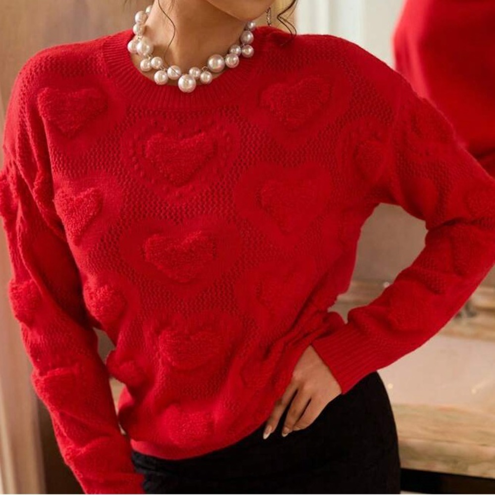 Sweater hearts loose fit trending fashion 2025 - Picture 3 of 5